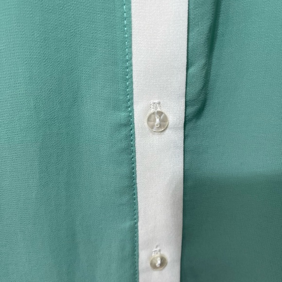 ROMEO & JULIET COUTURE MINT LEMON AND IVORY SHEER SLEEVELESS HI LOW BLOUSE SZ S - Picture 6 of 12